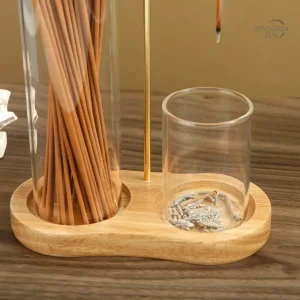 Support encens en verre, design anti-cendres efficace