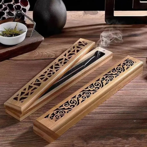 Porte-bâtons encens bambou japonais avec couvercle ajouré