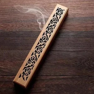 Porte-encens en bambou avec couvercle ajouré élégant