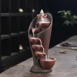 Porte-Encens Cascade Céramique Marron Backflow Zen