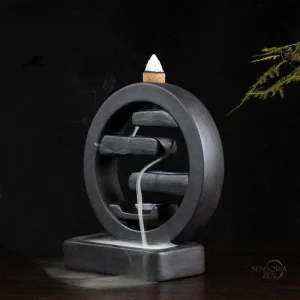 Porte-encens cascade céramique argile pourpre élégant
