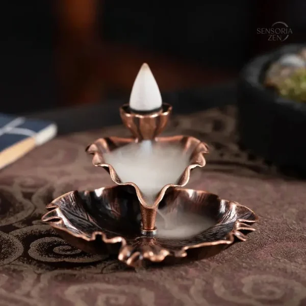 Porte-encens naturel en forme de feuille décorative