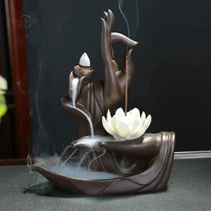 Porte-encens Lotus en argile violette