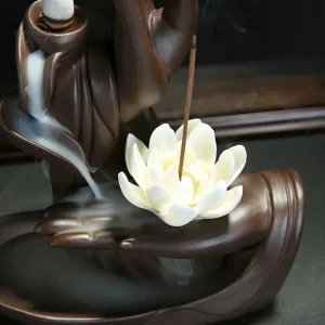Encens en cascade avec motif de lotus
