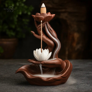 Porte-Encens Cascade Lotus Bouddhiste, design élégant et apaisant