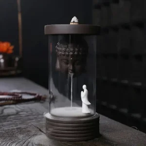Porte-Encens Bouddha en Céramique avec effet Cascade