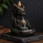 Porte-Encens Cascade Montagne et Dragon en résine reflux