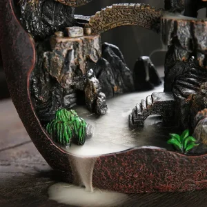 Fontaine à encens en résine avec effet de reflux