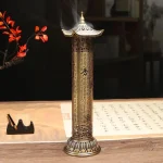 Porte-Encens Colonne Cuivre Sutra – 29 cm pour encens bâtons