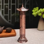 Support porte-encens en cuivre, design colonne de 29 cm