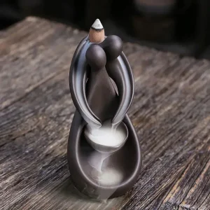 Porte-Encens Couple Éternel en Argile Pourpre