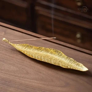 Porte-encens bâtons en finition antique, design feuille