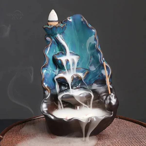 Porte-Encens Lotus en céramique avec effet cascade