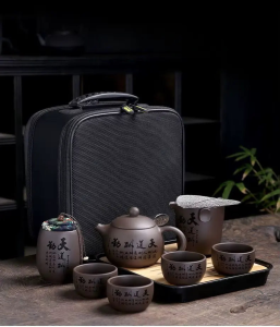 Théière portable en argile violette pour expériences de dégustation