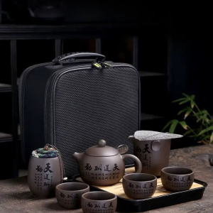 Théière portable en argile violette pour expériences de dégustation