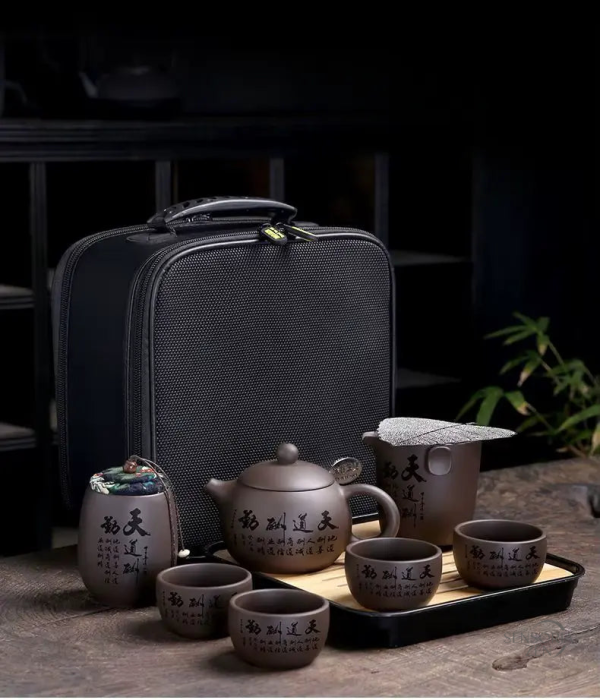 Théière portable en argile violette pour expériences de dégustation