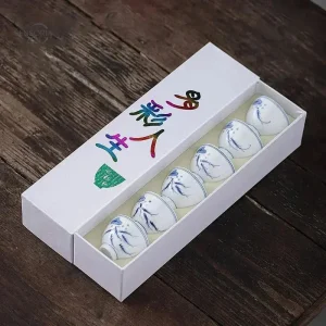 Collection de tasses Kung Fu en bleu et blanc élégant