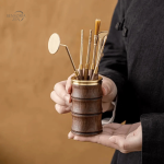 Outils d'encens: pinceau, sceau et spatule en alliage bronze