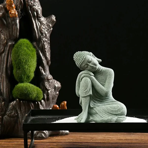 Mini statue de Bouddha en pierre pour déco Feng Shui