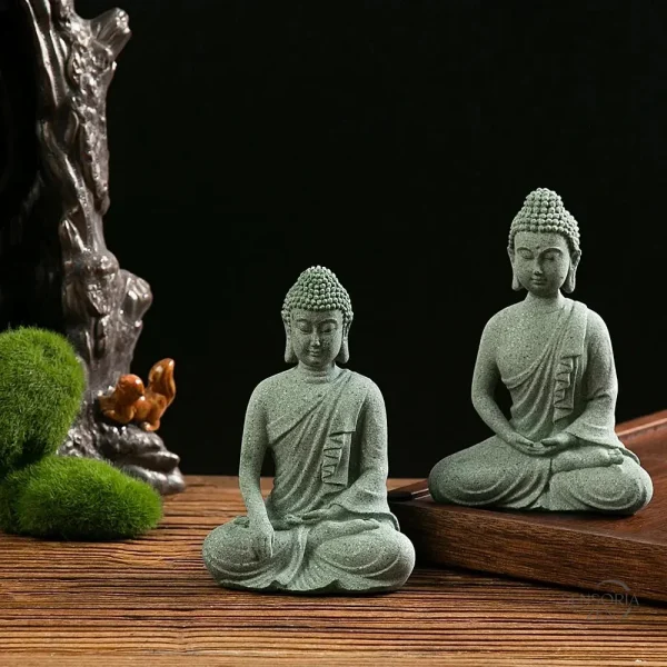 Objet Feng Shui : statue Bouddha zen en pierre naturelle