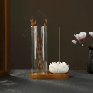 Support à encens Lotus en verre pour une ambiance zen élégante
