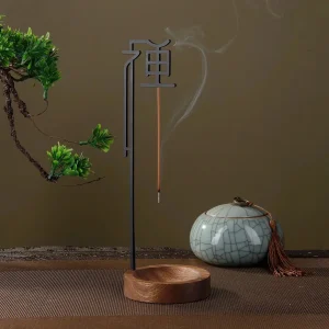 Porte-encens bâton en bois, style asiatique