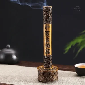 Support encens bâton doré avec gravure traditionnelle