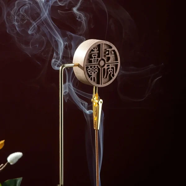 Porte-encens en noyer, design suspendu élégant