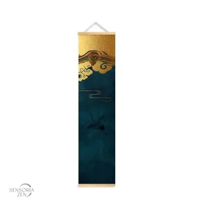 Kakemono floral avec fleurs Sakura et grues