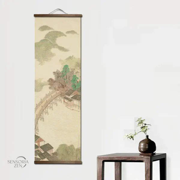 Art de Mur en Encre – Scène de Montagne et Verdure