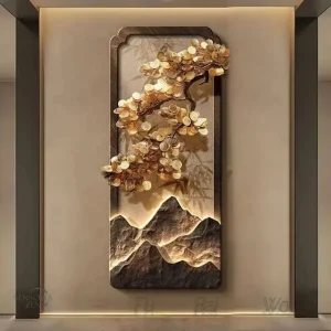 Art mural moderne inspiré du paysage zen japonais