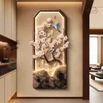 Tableau mural japonais LED avec neuf poissons Feng Shui
