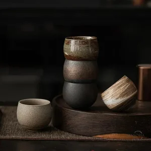 Tasse à thé céramique Wabi-Sabi artisanale japonaise 80ml